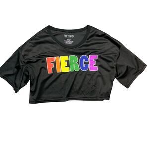 Hybrid FIERCE Cropped Football Jersey Short Sleeve Black & Rainbow Women’s Large